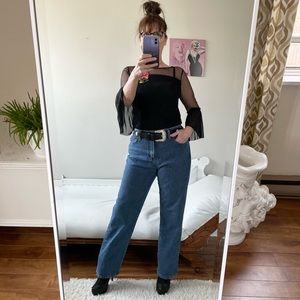 LEE RELAXED FIT WAIST POCKETS ZIPPER DENIM JEANS STRETCH